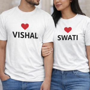 Customised Couple T-Shirts - Personalised Matching Tees for Couples (Pack of 2)