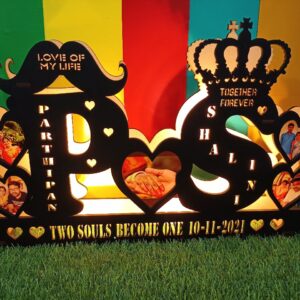 Personalized LED Alphabet Couple Lamp - Custom Name & Photo Night Light for Anniversary