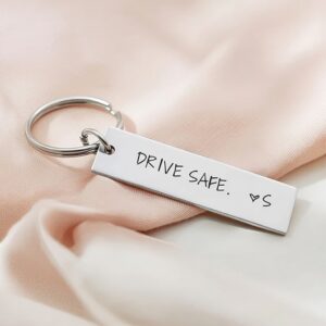 Drive Safe Customised Keychain - Personalised Engraved Message Keychain with Photo/Name
