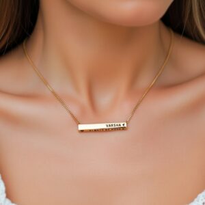 Minimalist Customised Bar Necklace - Personalised Engraved Vertical Bar Pendant