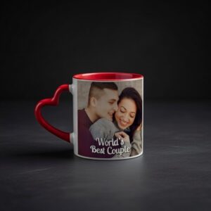 Personalised Heart Handle Mug - Custom Photo Printed Ceramic Coffee Mug