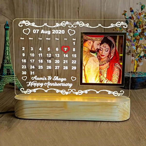 Personalized Acrylic LED Calendar Lamp – Save Your Special Date