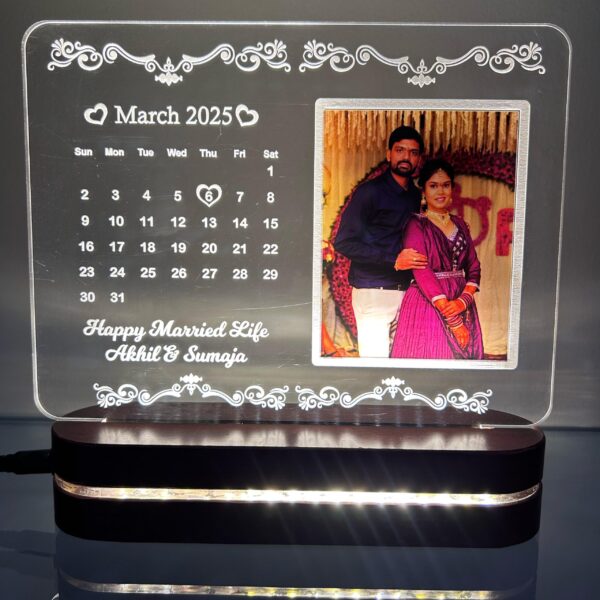 Personalized Acrylic LED Calendar Lamp – Save Your Special Date