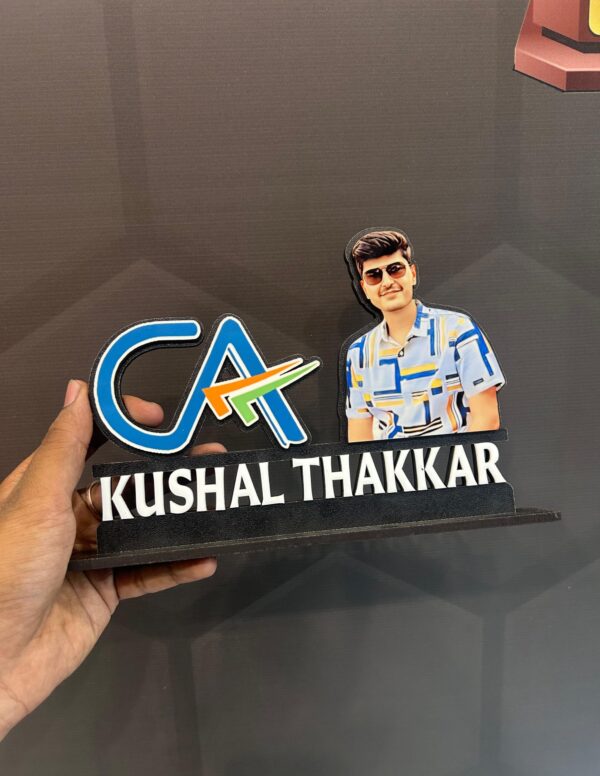 Personalized 3D Acrylic Name Stand with Photo & Pen Holder for Professionals (Doctor, Lawyer, Engineer)