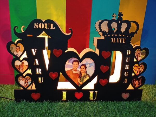 Personalized LED Alphabet Couple Lamp - Custom Name & Photo Night Light for Anniversary