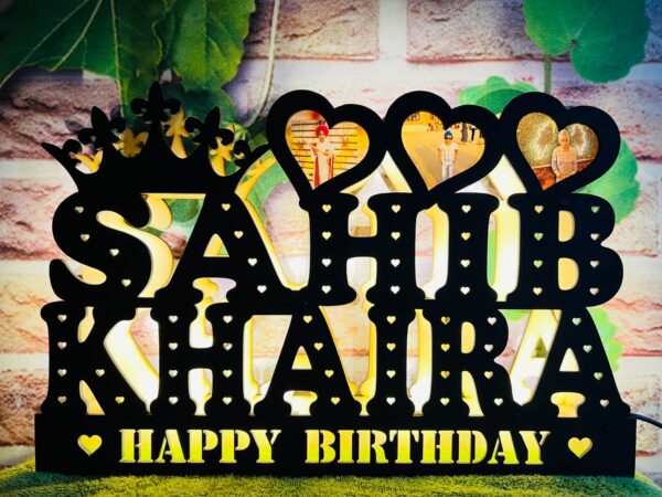 Personalized LED Alphabet Couple Lamp - Custom Name & Photo Night Light for Anniversary