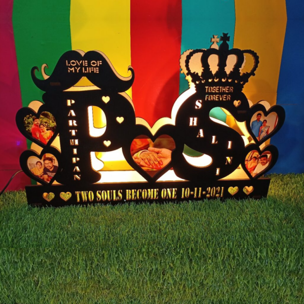 Personalized LED Alphabet Couple Lamp - Custom Name & Photo Night Light for Anniversary