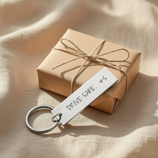 Drive Safe Customised Keychain - Personalised Engraved Message Keychain with Photo/Name