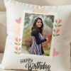 Personalised Happy Birthday Cushion - Custom Photo Printed Soft Pillow with Filler