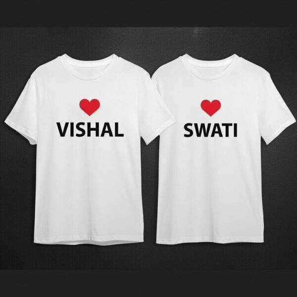 Customised Couple T-Shirts - Personalised Matching Tees for Couples (Pack of 2)