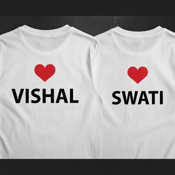 Customised Couple T-Shirts - Personalised Matching Tees for Couples (Pack of 2)