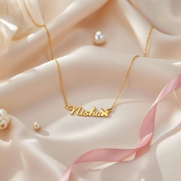 Butterfly Customised Name Necklace - Personalised Aesthetic Butterfly Pendant