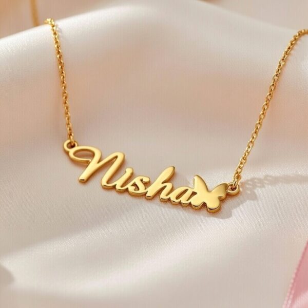 Butterfly Customised Name Necklace - Personalised Aesthetic Butterfly Pendant