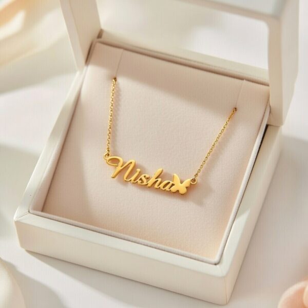 Butterfly Customised Name Necklace - Personalised Aesthetic Butterfly Pendant