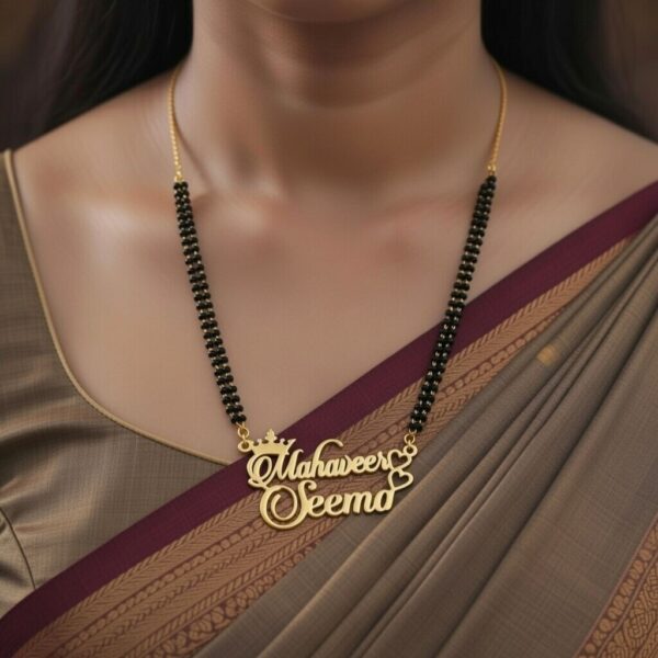 Personalized Name Mangalsutra – 18K Gold Plated Heart & Infinity Designs