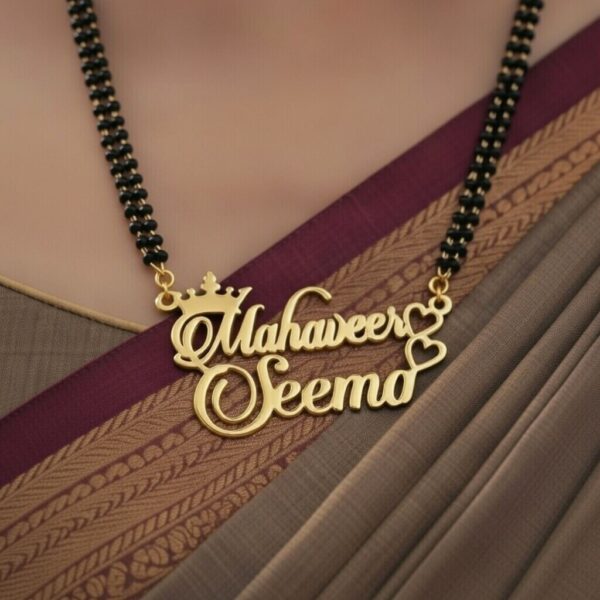 Personalized Name Mangalsutra – 18K Gold Plated Heart & Infinity Designs