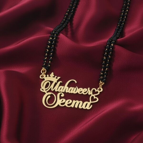 Personalized Name Mangalsutra – 18K Gold Plated Heart & Infinity Designs