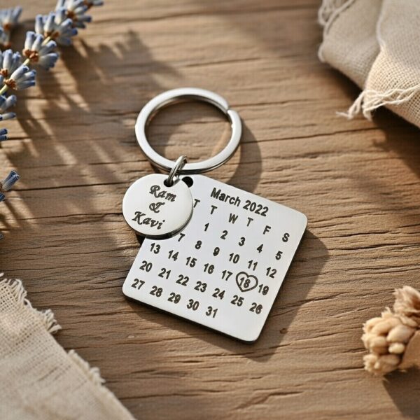 Customised Calendar Keychain - Personalised Special Date Engraved Keychain