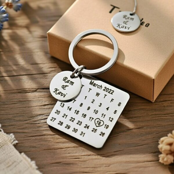 Customised Calendar Keychain - Personalised Special Date Engraved Keychain