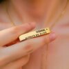 Minimalist Customised Bar Necklace - Personalised Engraved Vertical Bar Pendant
